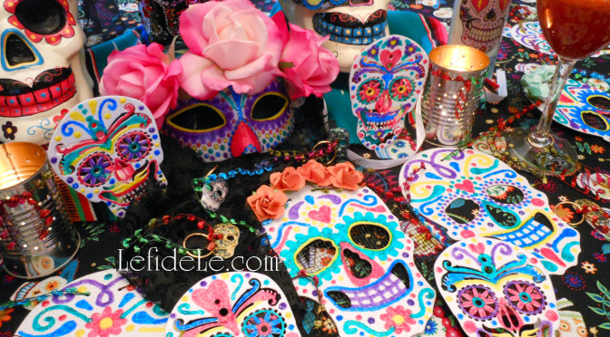 DIY Calaveras de Azucar (Sugar Skulls) Napkin Rings, Wine Glass Charms, & Vase Craft Tutorial for Dia de los Muertos (Day of the Dead) Themed Halloween Dinner Party Décor