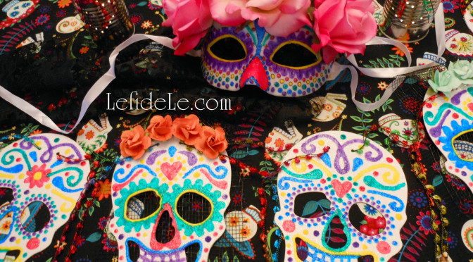 DIY La Calavera Catrina Costume Mask & Calaveras de Azucar (Sugar Skulls) Banner for a Dia de los Muertos (Day of the Dead) Themed Halloween