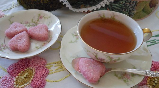 Easy to Mold Naturally Colored Pink Sugar Shapes Sweethearts Recipe = a Spoonful of Sugar for Your Mother’s Day Tea