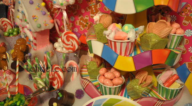 DIY Candyland Party Themed Craft Tutorial: Game Board Treat Tower & Easy Buffet Display