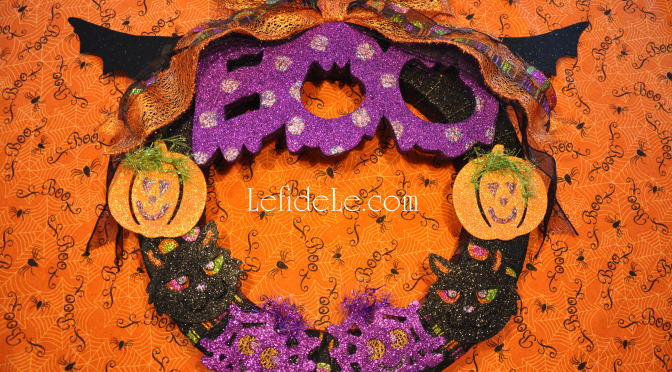 DIY Glitter “BOO” Wreath Halloween Decoration Craft